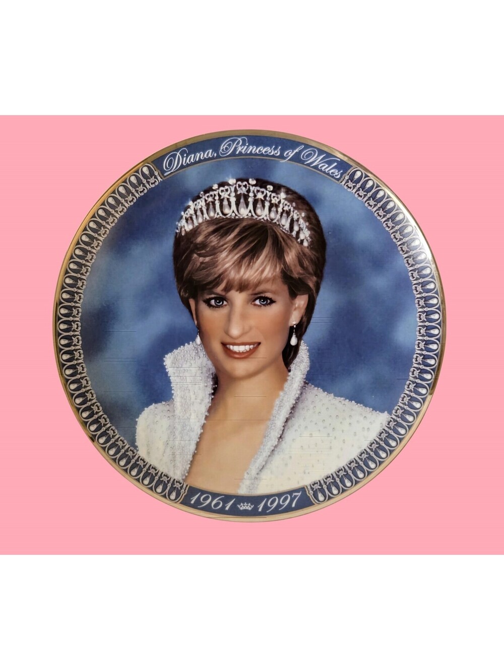 Franklin Mint Limited Edition Diana Princess of Wales Porcelain Plate Blue/White